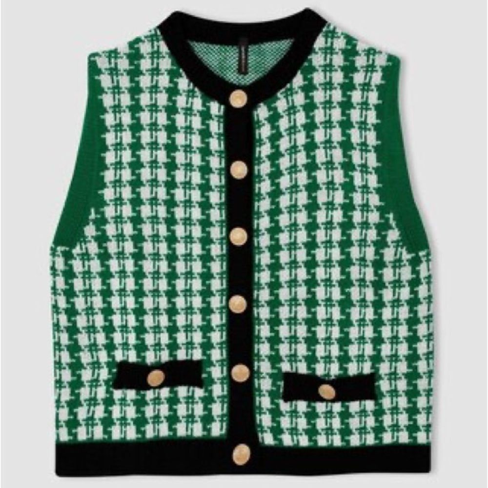 DeFacto Relax Fit Crew Neck Vest with Gold Buttons, Size‎ M